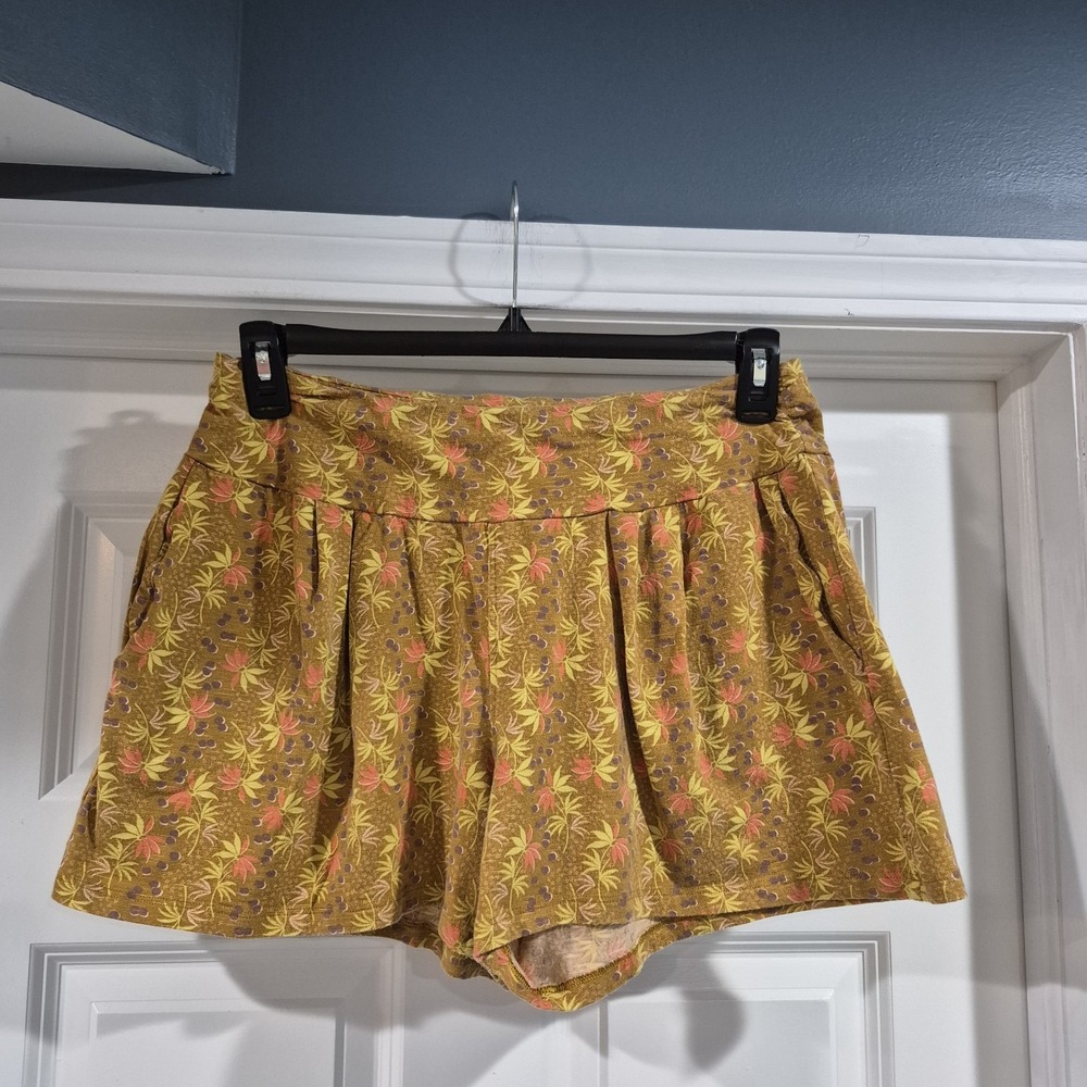 Toad & Co Shorts Womens Large Mustard Yellow Chaka Organic Cotton Tencel Lounge